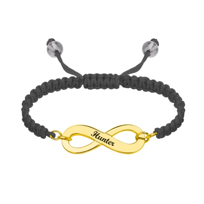 Engraved Infinity Symbol Cord Bracelet Gold Plated